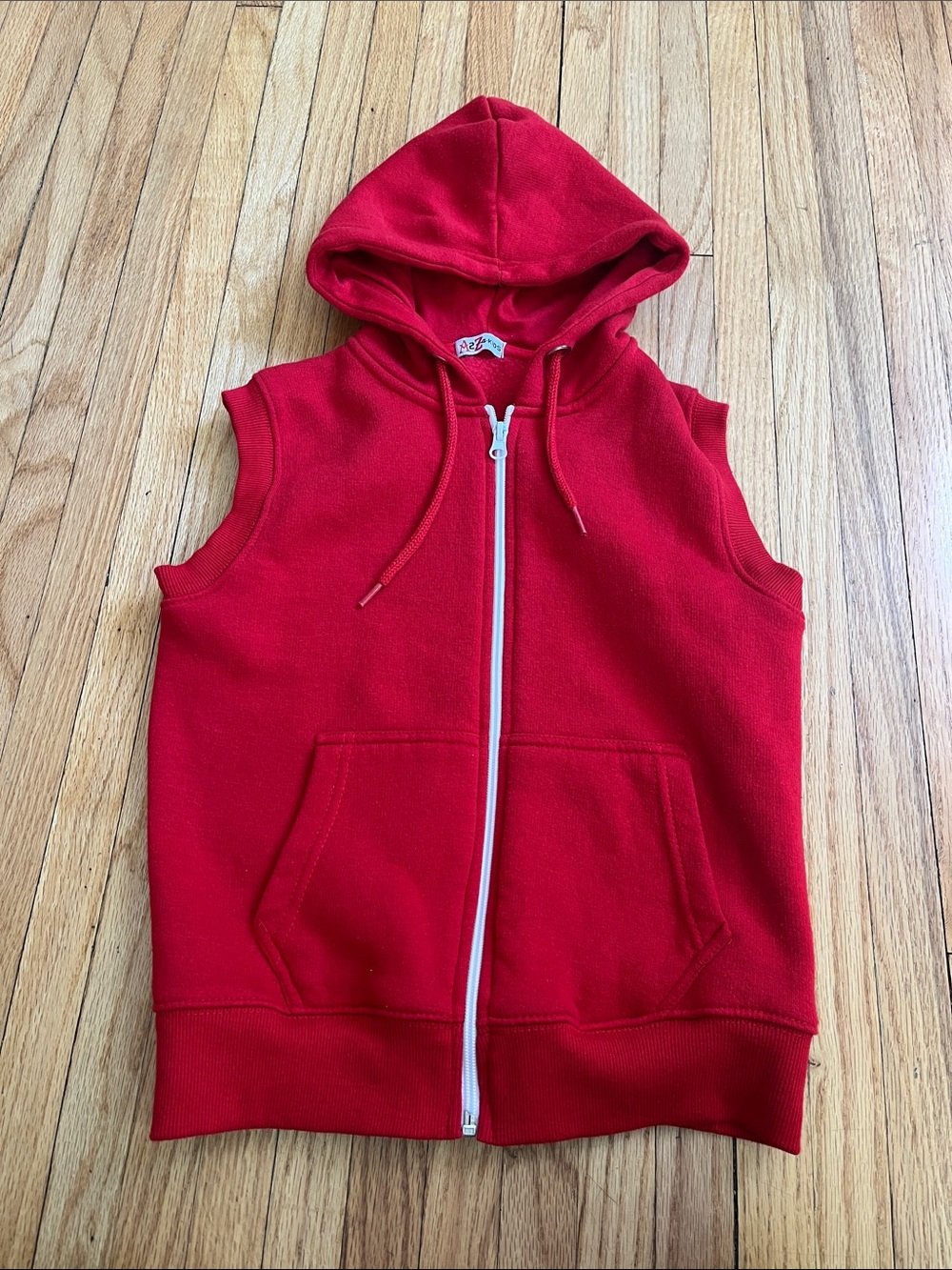 Red Sleeveless Zip-Up Hoodie